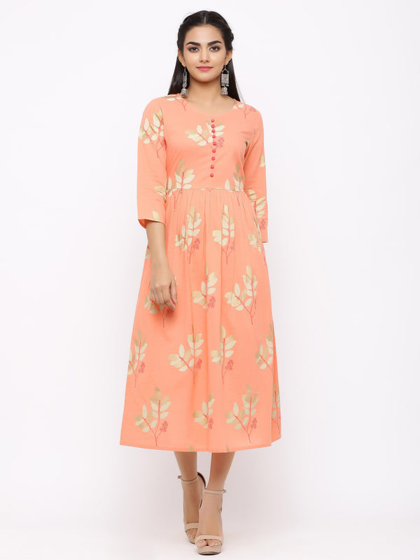 Women's Cotton Floral Printed Anarkali Kurta - Maaesa