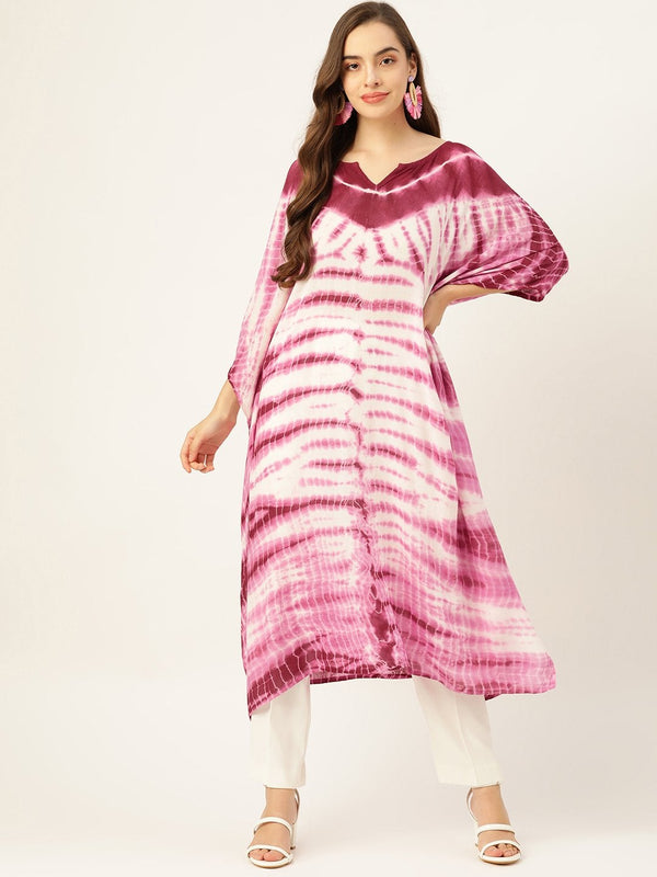 Women's Pink Tie-Dye Kaftan Kurta - Maaesa