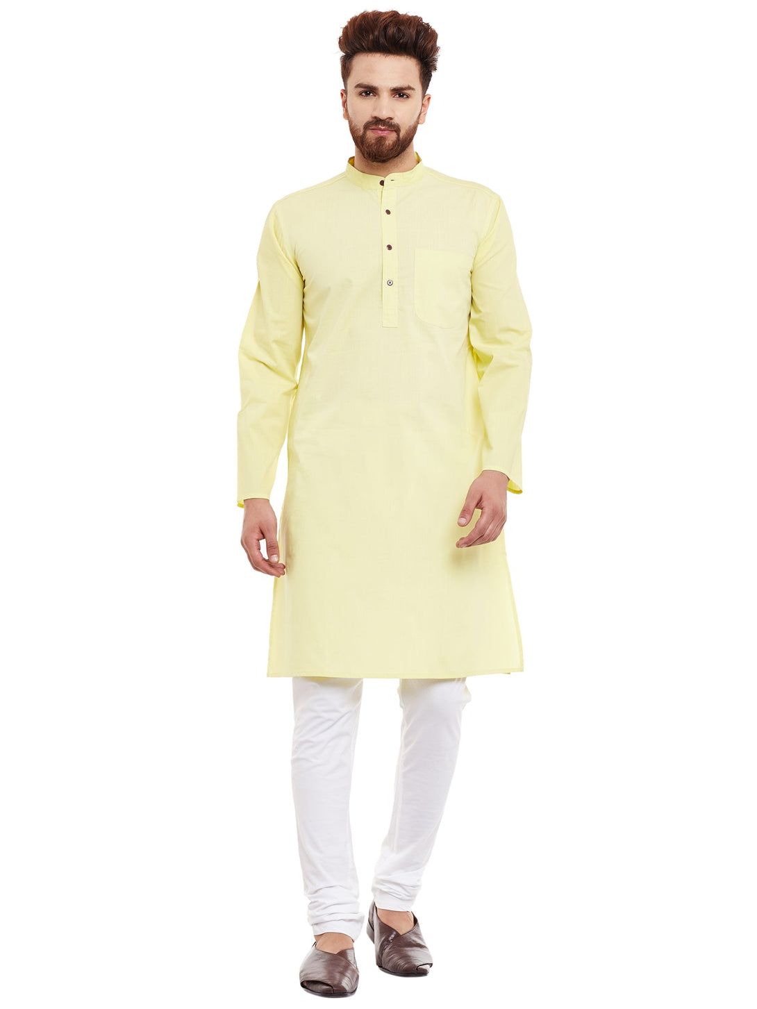 Men's Pure Cotton Kurta With Band Collar - Even Apparels