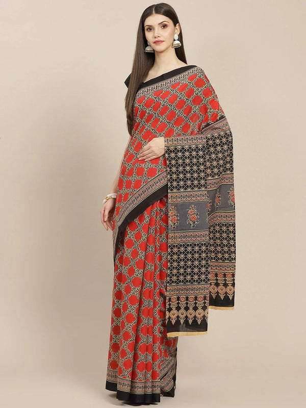 Maroon Printed Saree-Indiakreations-JS6055SARMR