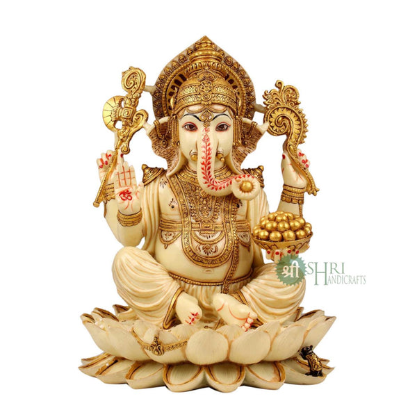 12" LORD GANESHA SITTING ON LOTUS