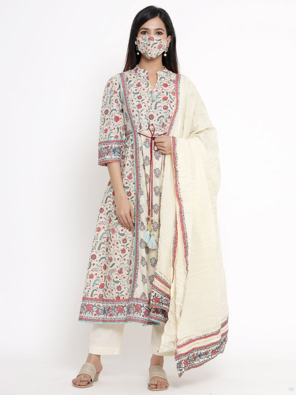 Women's Printed Flared Kurta Pant Dupatta Set - Juniper