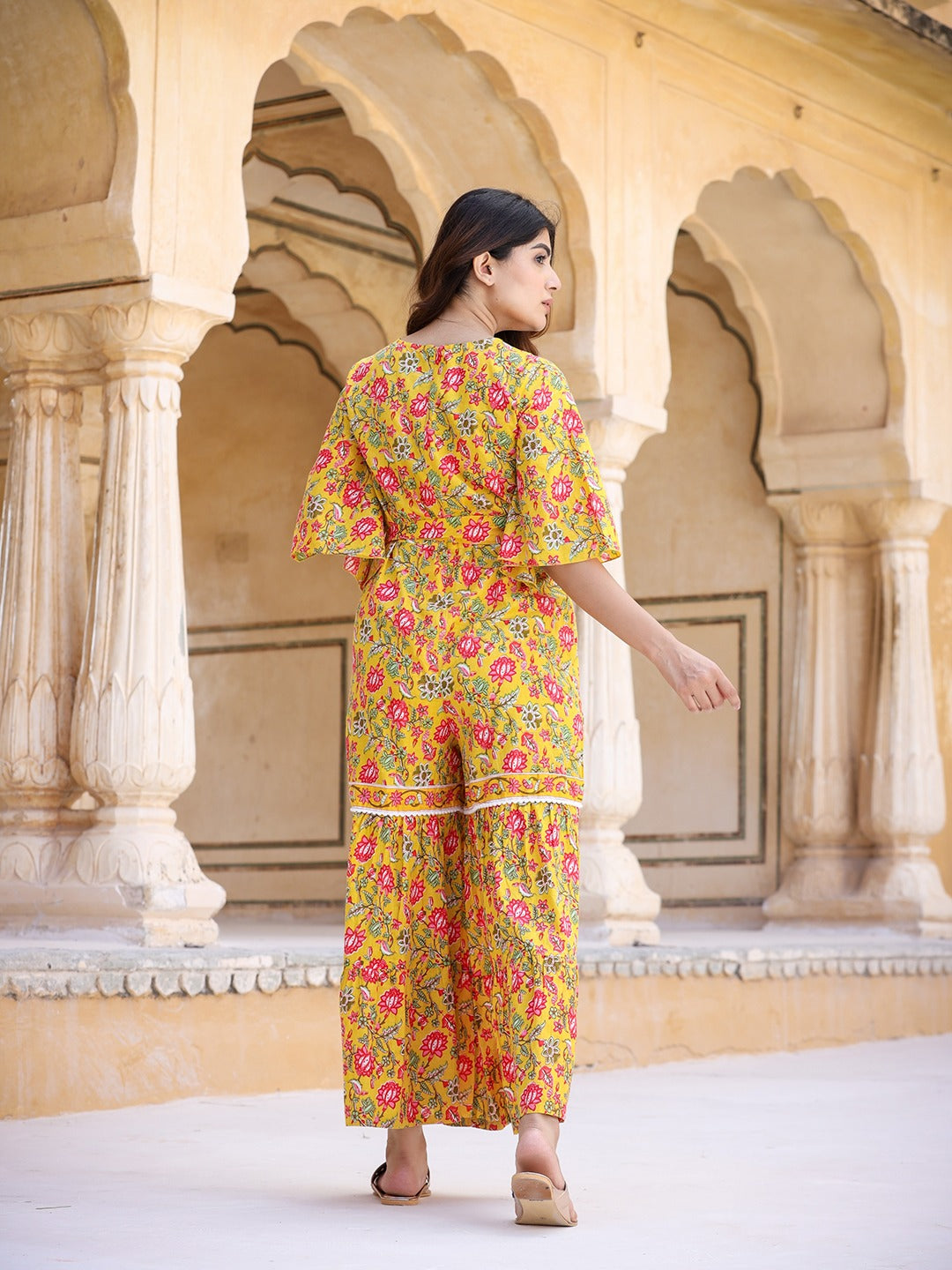 Mustard Printed Jumpsuit-Indiakreations-JS9549JSYLS