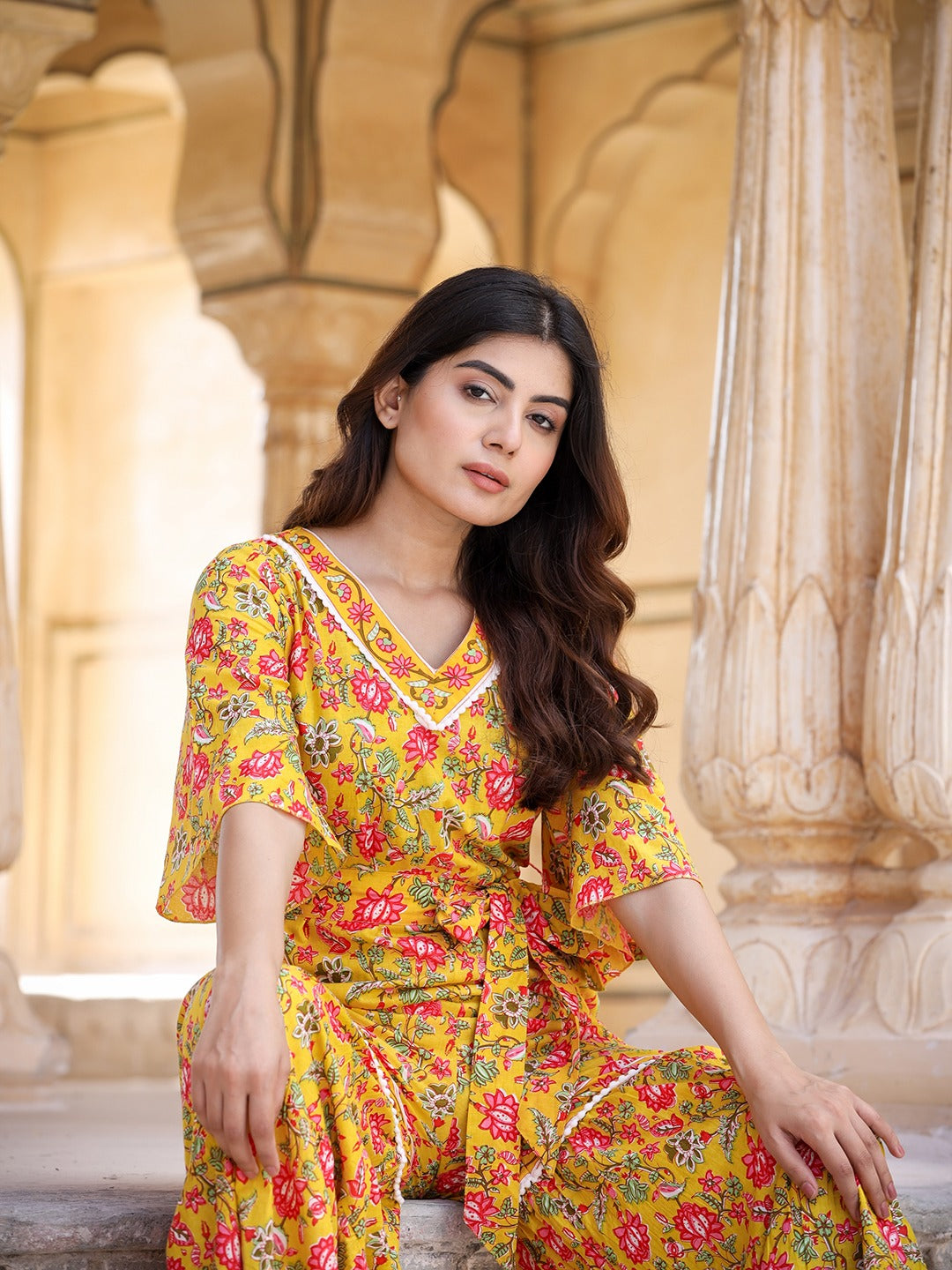 Mustard Printed Jumpsuit-Indiakreations-JS9549JSYLS