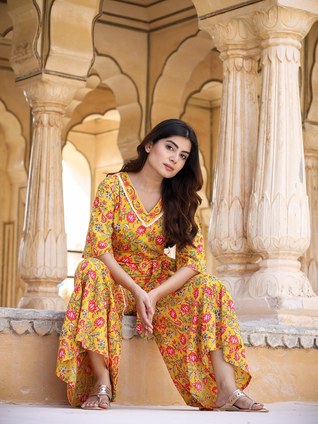 Mustard Printed Jumpsuit-Indiakreations-JS9549JSYLS