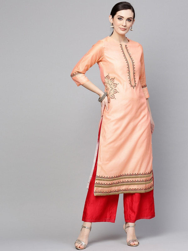 Women's Solid Embroidered Kurta - Pannkh