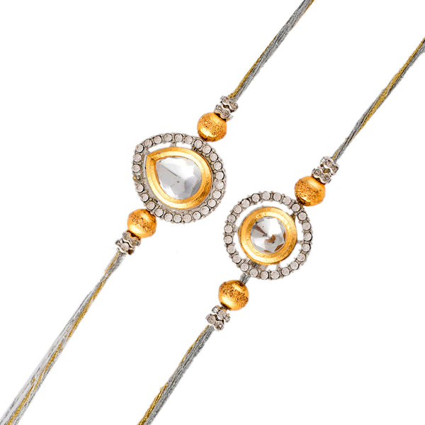 Kundan Polki Studded Thread Rakhis - Voylla