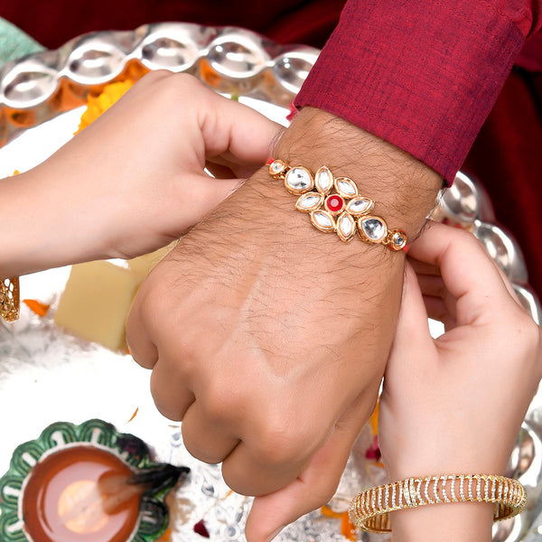 Ethnic Kundan Polki Thread Rakhi - Voylla