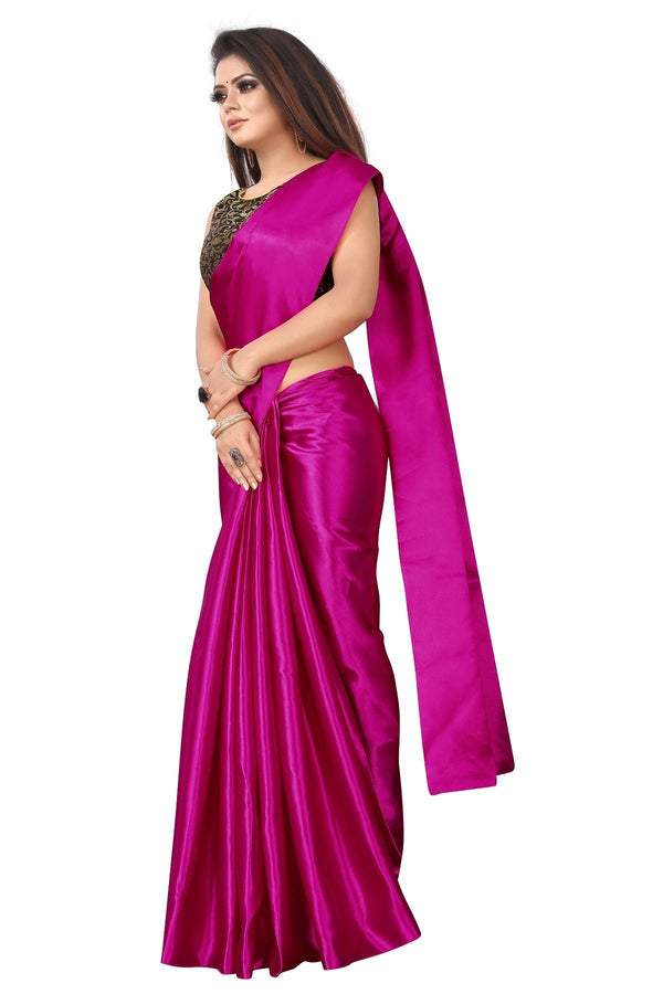 Women's Pink Satin Designer Saree - Vamika