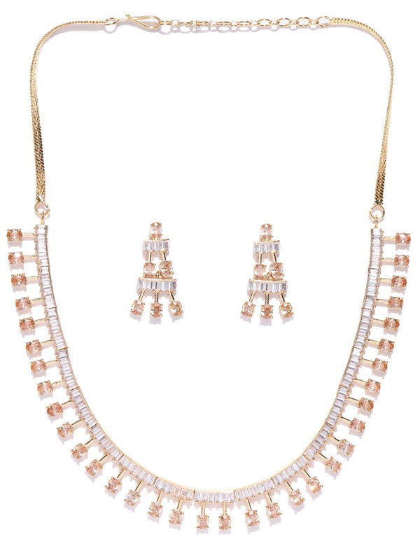 Women's  American Diamond Gold Plated Jewellery Set - Priyaasi