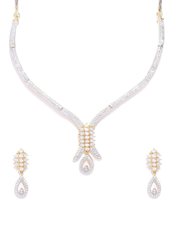 Women's  American Diamond Gold Plated Jewellery Set - Priyaasi