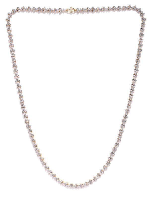 Women's  American Diamond Gold Plated Floral Necklace - Priyaasi