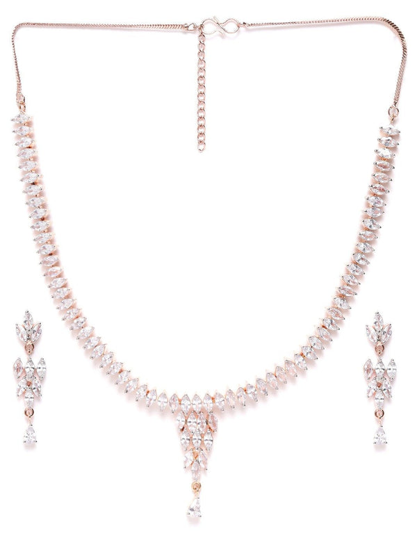 Women's Rose Gold American Diamond Jewellery Set - Priyaasi