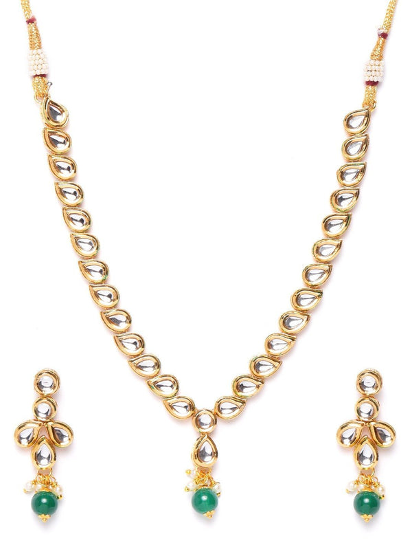 Women's Kundan Emerald Gold Plated Jewellery Set - Priyaasi