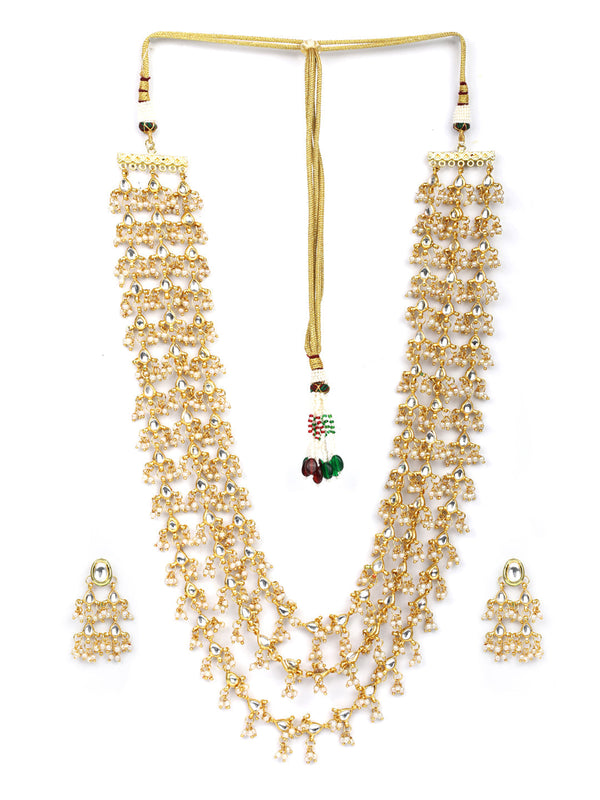 Women's  Kundan Beads Gold Plated Layered Traditional Jewellery Set - Priyaasi