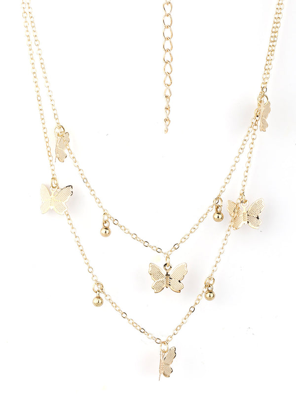 Women's  Gold Plated Butterfly Charm Necklace - Priyaasi