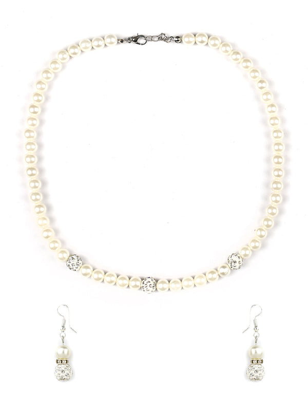 Women's  Silver Plated Pearls Jewellery Set with Bracelet - Priyaasi