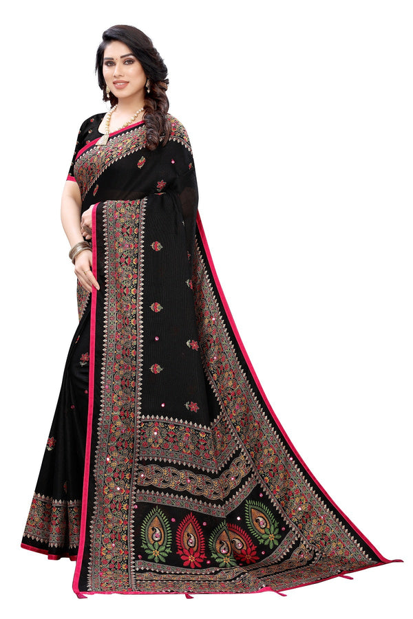 Vamika Black Jute Silk Mirror Work Saree