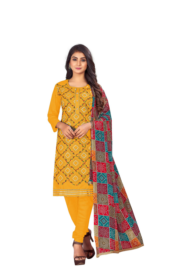 Women's Yellow Colour Semi-Stitched Suit Sets - Dwija Fashion