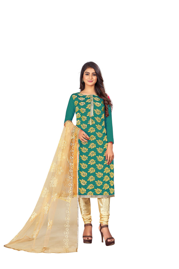 Women's Green Colour Semi-Stitched Suit Sets - Dwija Fashion