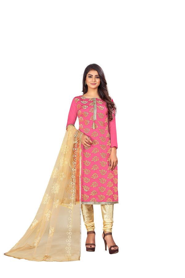 Women's Peach Colour Semi-Stitched Suit Sets - Dwija Fashion