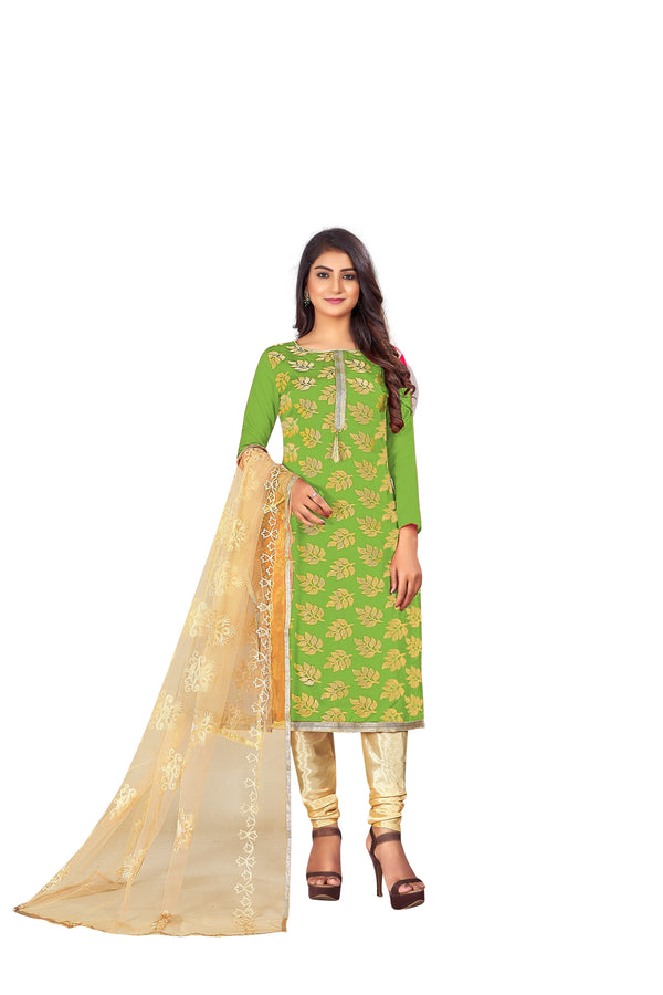 Women's Green Colour Semi-Stitched Suit Sets - Dwija Fashion