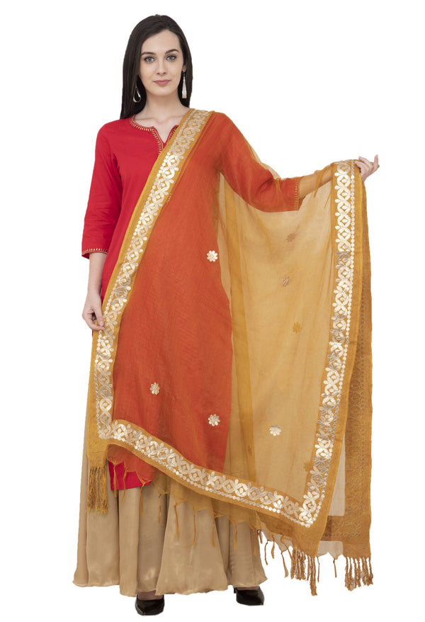 A R Silk Orgenza Gota patti Fancy Dupatta Color Musturd Dupatta or Chunni