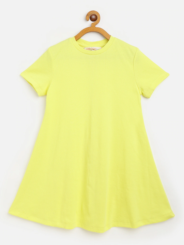 Girls Yellow Rib Tent Dress - Lyush Kids