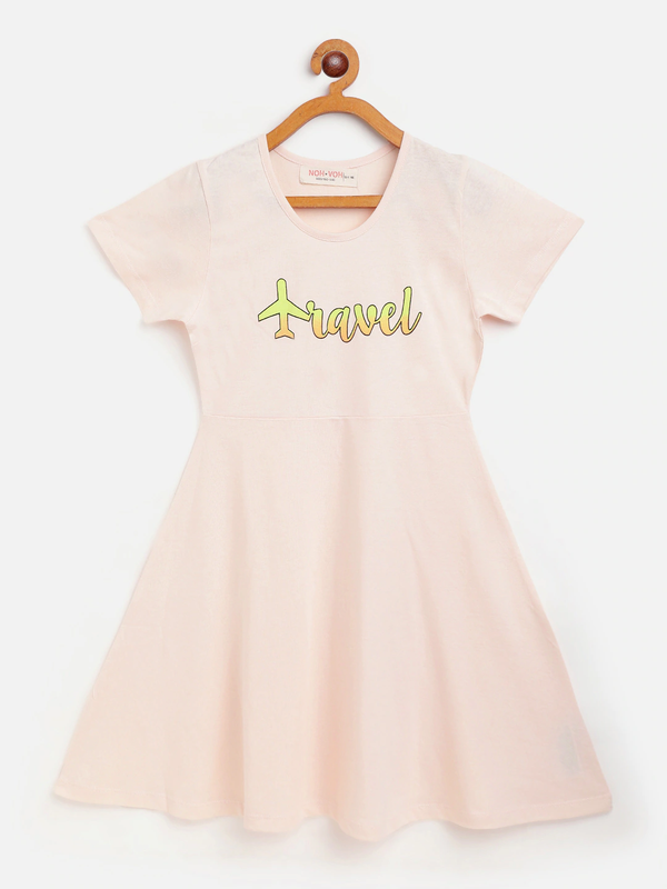 Girls Cream Travel Skater Dress - Lyush Kids