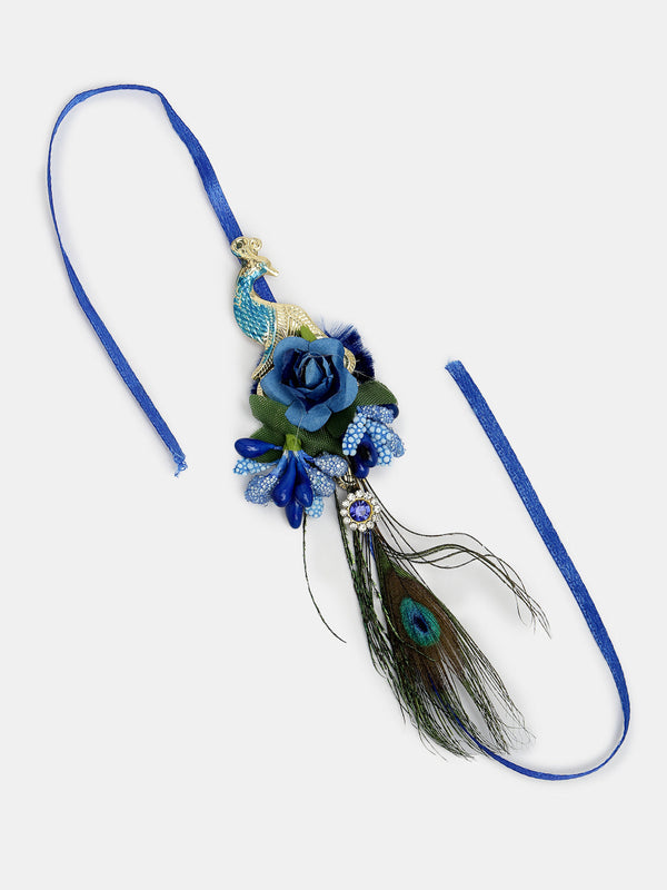 Set Of 2 Blue Peacock Design Bhaiya Bhabhi Rakhi With Roli Chawal & Chocolate - Nvr