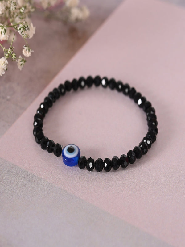 Black Evil Eye Elasticated Rakhi With Roli Chawal - Nvr