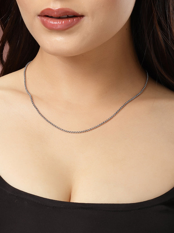 Women's Silver-Toned German Silver Oxidised Chain - Nvr