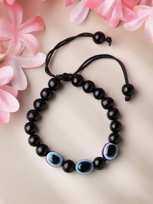 Unisex Set Of 2 Black Evil Eye Bracelet - Nvr