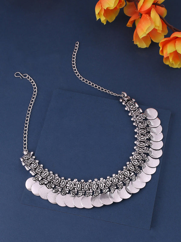 Women's Silver-Plated Oxidised Necklace - NVR