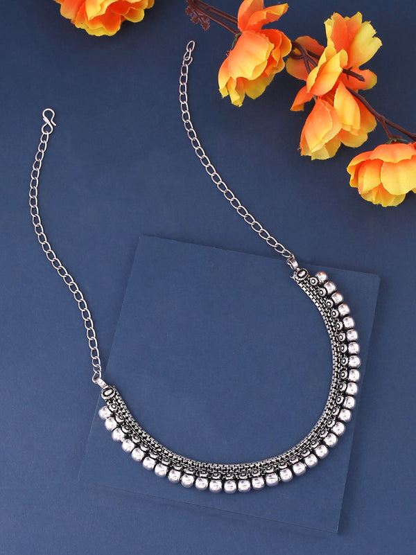 Women's Silver-Plated Oxidised Necklace - NVR