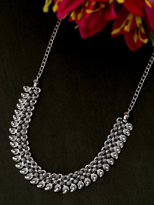 Women's Silver-Plated Oxidised Necklace - NVR