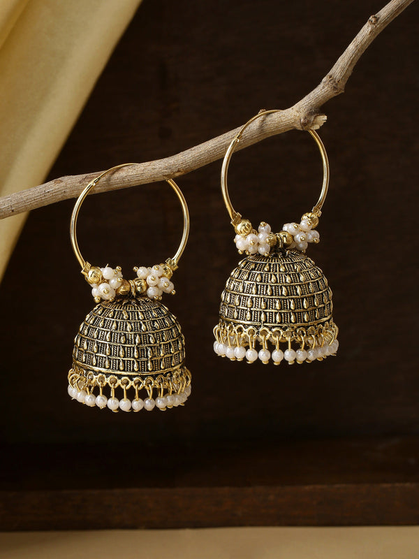 Women's Gold toned contemporary Jhumkas Earrings - NVR