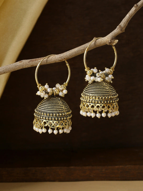 Women's Gold toned contemporary Jhumkas Earrings - NVR