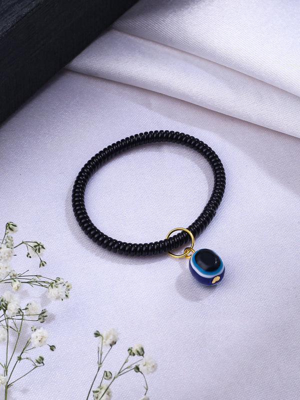 Women's black evil eye adjustable bracelet - NVR