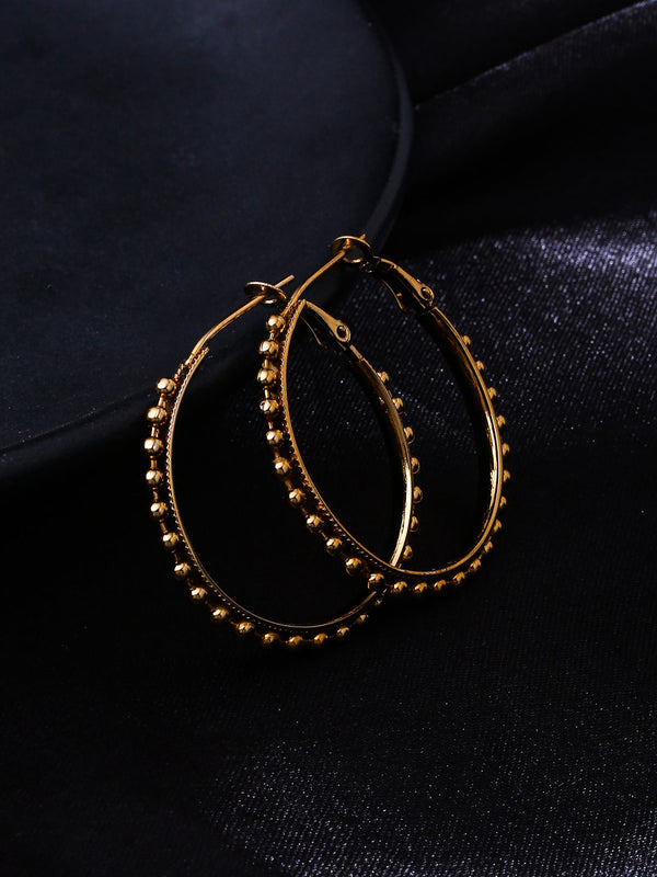 Women's Gold Toned Beaded Circular Earrings - NVR