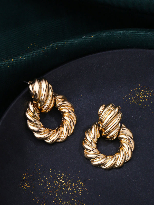 Women's Gold Toned Circular Drop Earrings - NVR