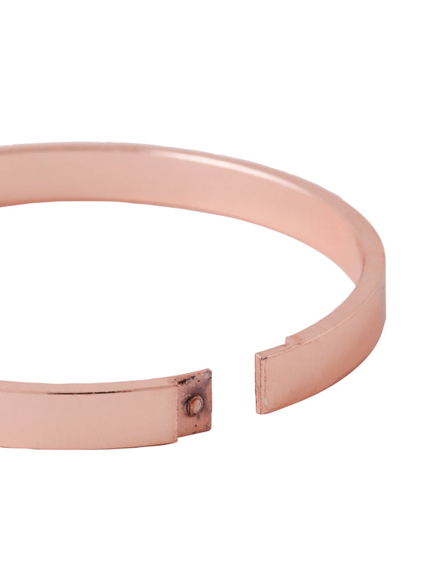 Men's Rose Gold Metal Interlock Kada Bracelet - NVR