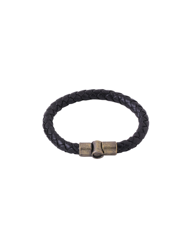 Men's Black leather bracelet - NVR