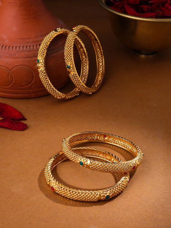 Women's Set Of 2 Gold-Plated Traditional Bangles - NVR