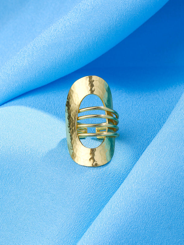 Women's Western Gold Plated Adjustable Finger Ring - NVR