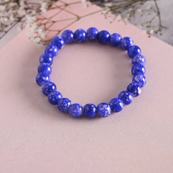 Unisex Blue Marbel Crystal Elasticated Bracelet - NVR