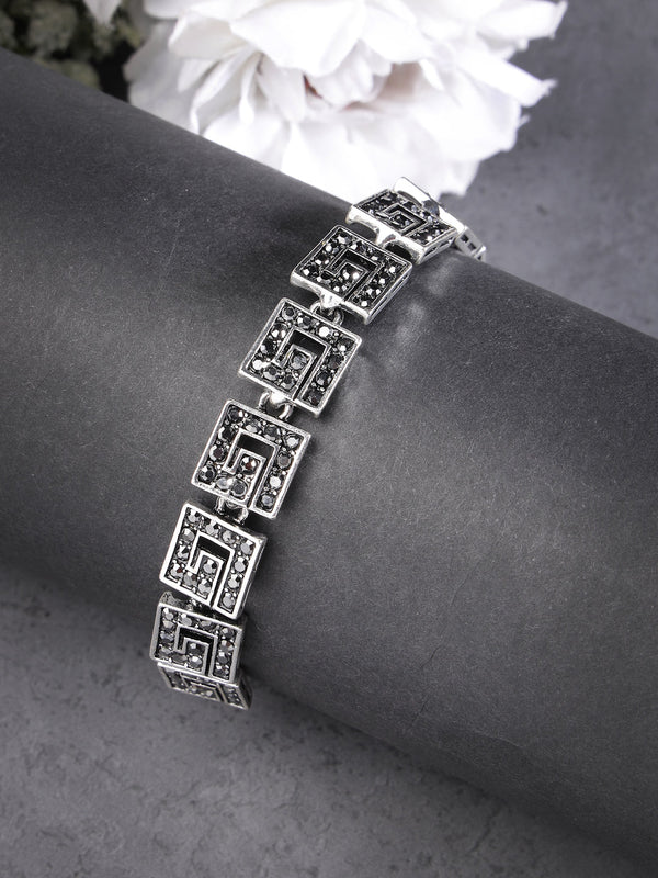 Women's American Diamond Rhodium-Plated Link Bracelet - NVR