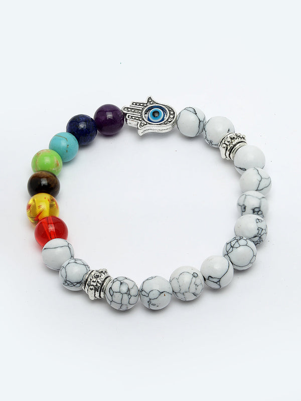 Unisex Multi colour Marbel Crystal Elasticated Bracelet - NVR