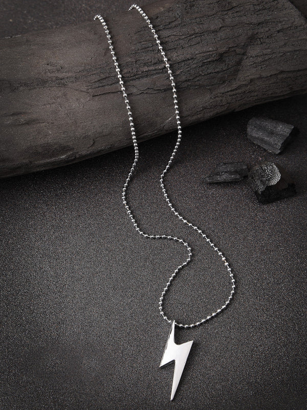 Men's silver plated flash pendent with chain - NVR