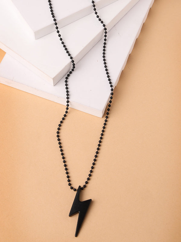 Men's black plated flash pendent with chain - NVR